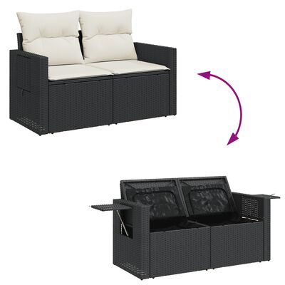 vidaXL 10-delige Loungeset met kussens poly rattan zwart