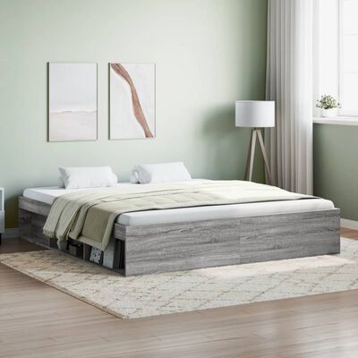 vidaXL Bedframe grijs sonoma eikenkleurig 180x200 cm Super King Size