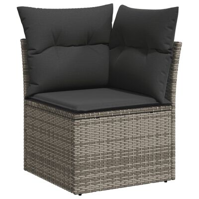 vidaXL 6-delige Loungeset met kussens poly rattan grijs