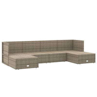 vidaXL 6-delige Loungeset met kussens poly rattan grijs