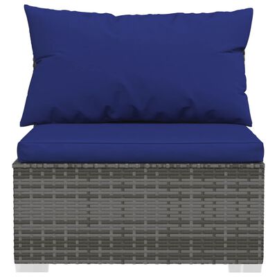 vidaXL 7-delige Loungeset met kussens poly rattan grijs