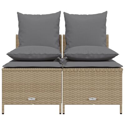 vidaXL 4-delige Loungeset met kussens poly rattan beige