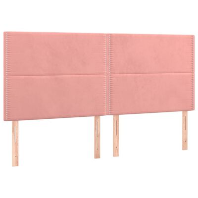 vidaXL Boxspring met matras en LED fluweel roze 200x200 cm