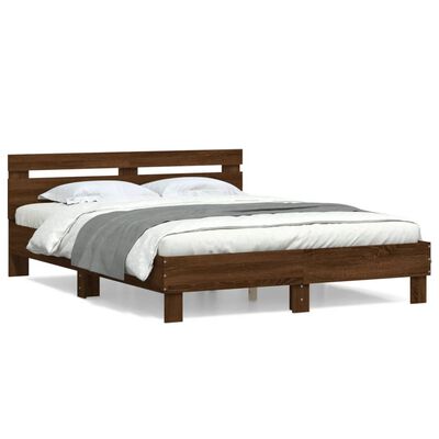 vidaXL Bedframe met hoofdeinde bewerkt hout bruineikenkleur 140x190 cm