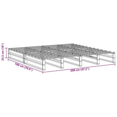 vidaXL Bedframe zonder matras massief grenenhout wit 180x200 cm