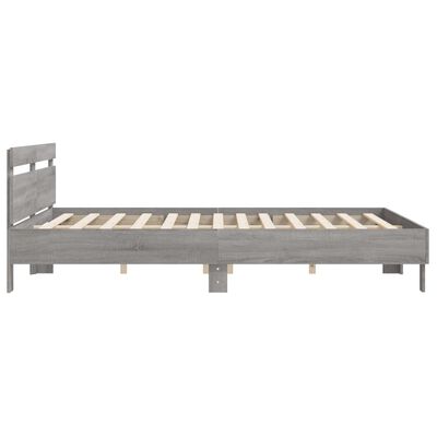 vidaXL Bedframe met hoofdeinde bewerkt hout grijs sonoma 180x200 cm