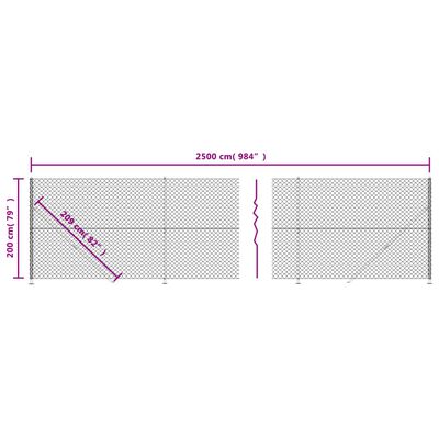 vidaXL Gaashek met flens 2x25 m antracietkleurig