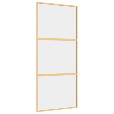 vidaXL Schuifdeur 90x205 cm helder ESG-glas en aluminium goudkleurig