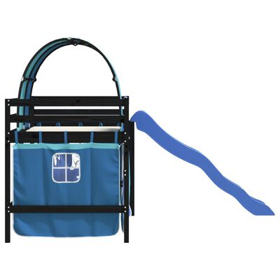 vidaXL Kinderhoogslaper met tunnel 80x200 cm massief grenenhout blauw