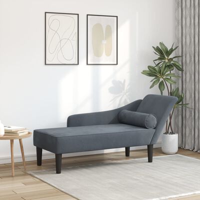 vidaXL Chaise longue met kussens fluweel donkergrijs