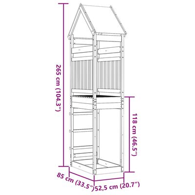 vidaXL Speeltoren 85x52,5x265 cm geïmpregneerd grenenhout