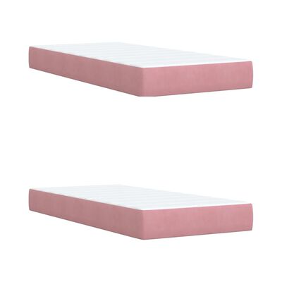 vidaXL Boxspring met matras fluweel roze 200x200 cm