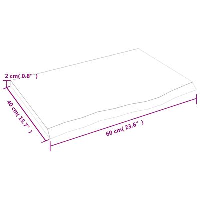 vidaXL Wastafelblad 60x40x2 cm onbehandeld massief hout