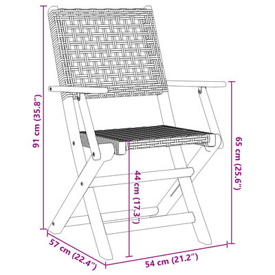 vidaXL Tuinstoelen 4 st inklapbaar poly rattan en massief hout beige