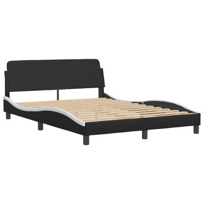 vidaXL Bedframe met hoofdbord kunstleer zwart en wit 120x200 cm