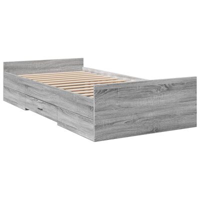 vidaXL Bedframe met lades bewerkt hout grijs sonoma eiken 90x190 cm