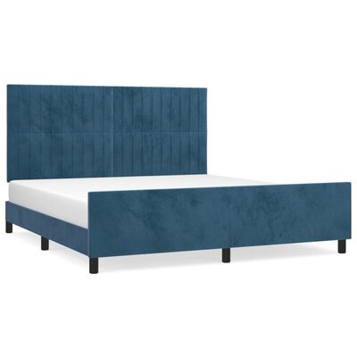 vidaXL Bedframe zonder matras 160x200 cm fluweel donkerblauw