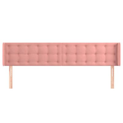 vidaXL Hoofdbord met randen 203x16x78/88 cm fluweel roze