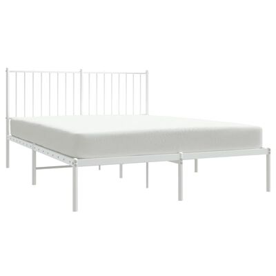 vidaXL Bedframe met hoofdbord metaal wit 135x190 cm