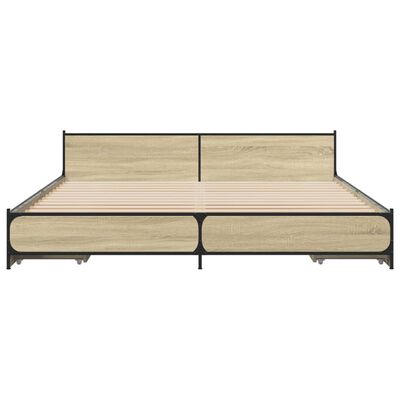 vidaXL Bedframe met lades bewerkt hout sonoma eikenkleurig 200x200 cm