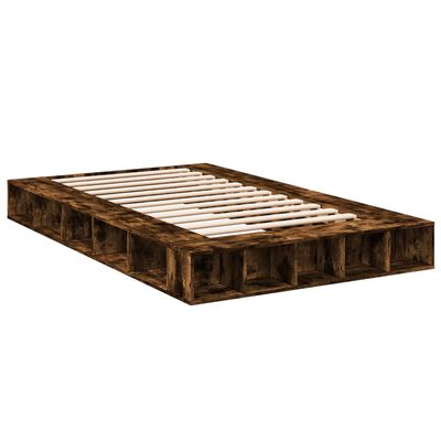 vidaXL Bedframe bewerkt hout gerookt eikenkleurig 135x190 cm