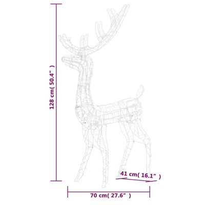 vidaXL Kerstversiering rendier 140 LED's 120 cm acryl warmwit