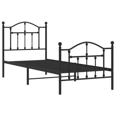 vidaXL Bedframe met hoofd- en voeteneinde metaal zwart 90x200 cm