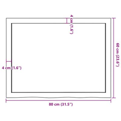 vidaXL Tafelblad 80x60x(2-6) cm onbehandeld massief eikenhout