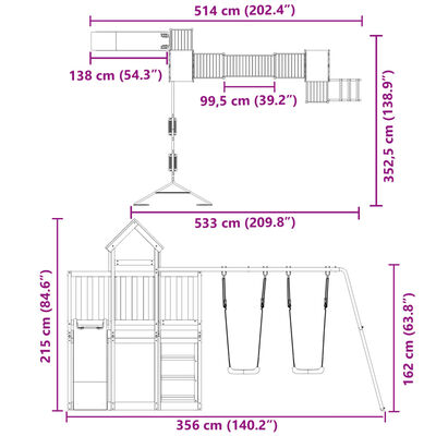 vidaXL Speelhuis massief grenenhout