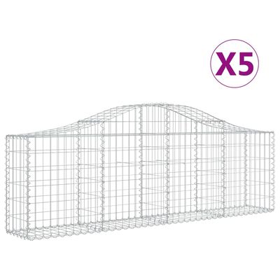 vidaXL Schanskorven 5 st gewelfd 200x30x60/80 cm gegalvaniseerd ijzer