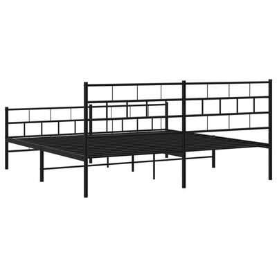 vidaXL Bedframe met hoofd- en voeteneinde metaal zwart 183x213 cm