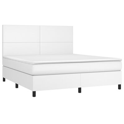 vidaXL Boxspring met matras en LED kunstleer wit 160x200 cm