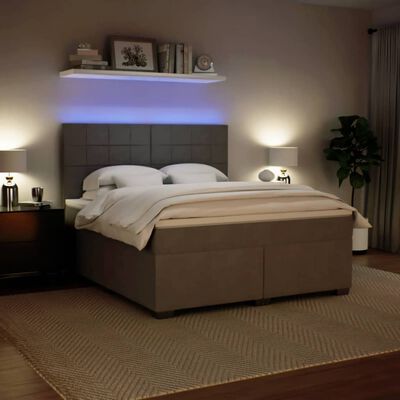 vidaXL Boxspring met matras fluweel lichtgrijs 180x200 cm