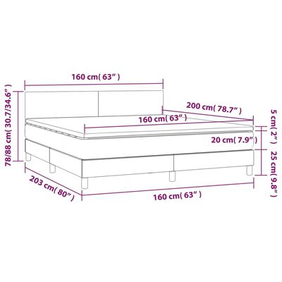 vidaXL Boxspring met matras stof lichtgrijs 160x200 cm