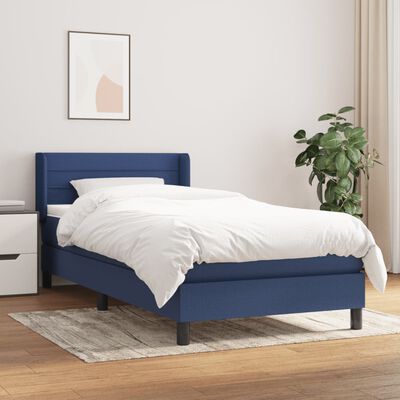 vidaXL Boxspring met matras stof blauw 80x200 cm