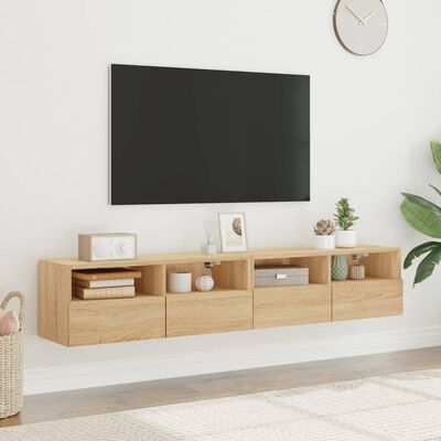 vidaXL Tv-wandmeubels 2 st 80x30x30 cm bewerkt hout sonoma eikenkleur