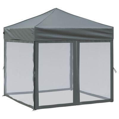 vidaXL Partytent inklapbaar met zijwanden 2x2 m antracietkleurig