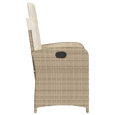 vidaXL Tuinstoelen 2 st verstelbaar met kussens poly rattan beige