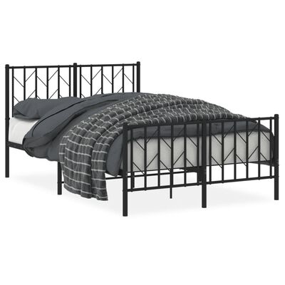 vidaXL Bedframe met hoofd- en voeteneinde metaal zwart 120x200 cm