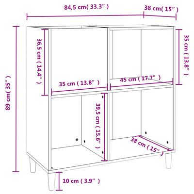 vidaXL Platenkast 84,5x38x89 cm bewerkt hout grijs sonoma eikenkleurig