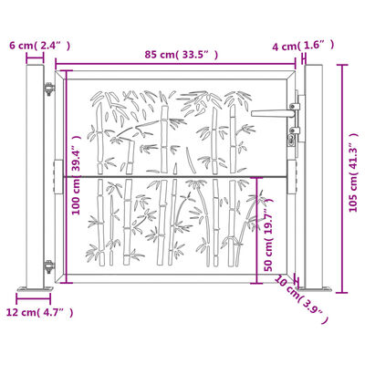 vidaXL Poort met bamboe-ontwerp 105x105 cm staal antracietkleurig