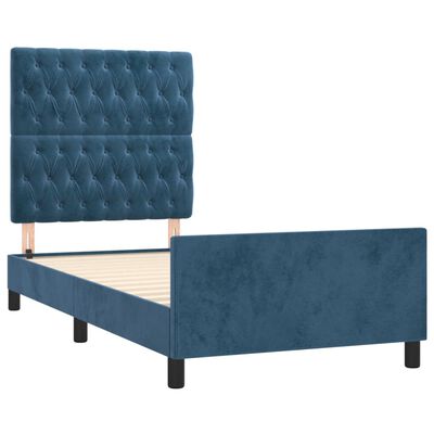 vidaXL Bedframe met hoofdeinde fluweel donkerblauw 90x190 cm