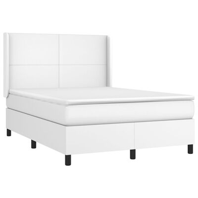 vidaXL Boxspring met matras en LED kunstleer wit 140x200 cm