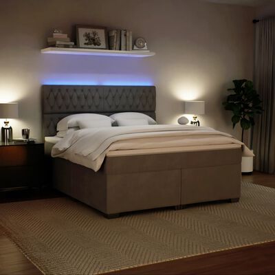 vidaXL Boxspring met matras fluweel lichtgrijs 180x200 cm