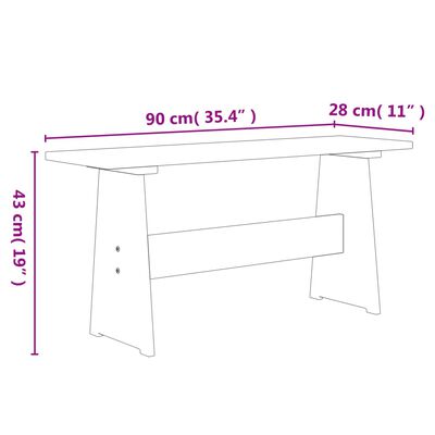 vidaXL Eettafel met bankje REINE massief grenenhout honingbruin&grijs