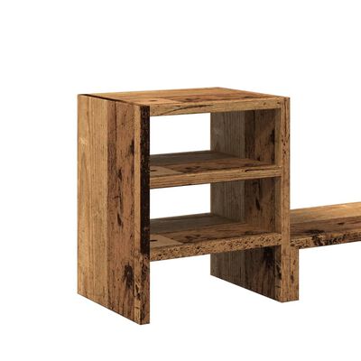 vidaXL Monitorstandaard met bureau-organizer hout oud houtkleurig