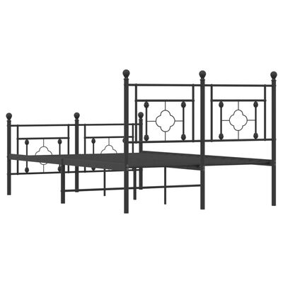 vidaXL Bedframe met hoofd- en voeteneinde metaal zwart 120x200 cm