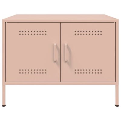 vidaXL Salontafel 68x50x50,5 cm staal roze