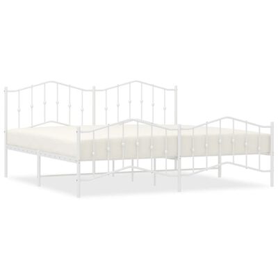 vidaXL Bedframe met hoofd- en voeteneinde metaal wit 200x200 cm