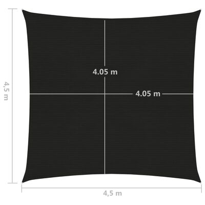 vidaXL Zonnezeil 160 g/m² 4,5x4,5 m HDPE zwart